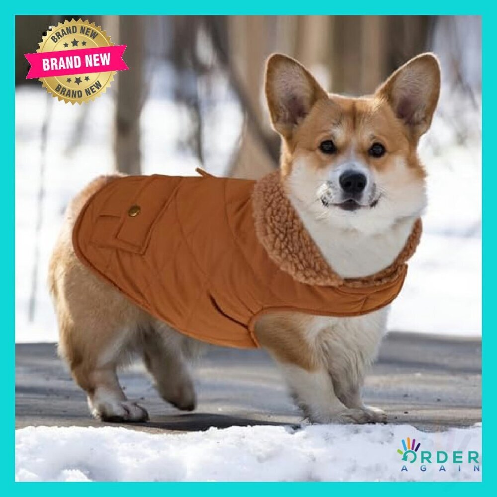 Ultra Warm Puffer Dog Jacket Thick Plush Lining Storage Pockets X-Small - Picture 7 of 7